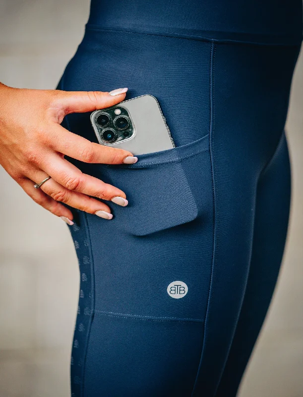 women tights with a geometric print for a modern touchNAVY PERFORMANCE TRAINING TIGHTS