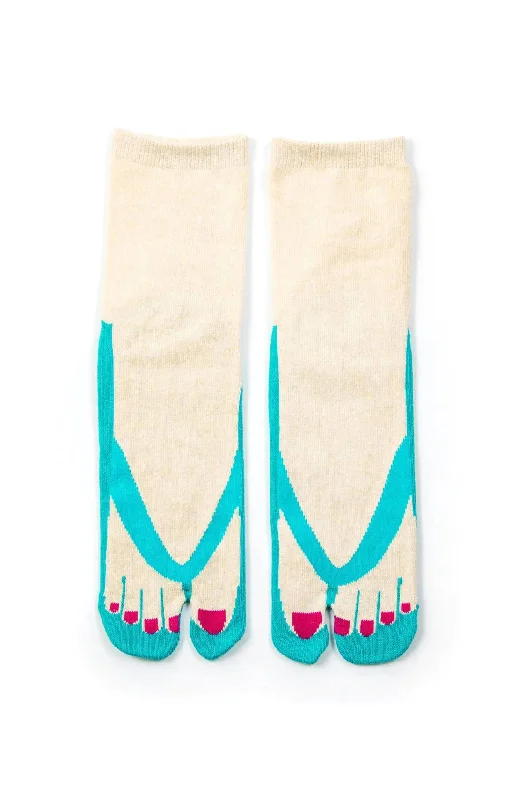 Women's cotton blend socks for breathabilityColor Pedicure Tabi Sandal Socks