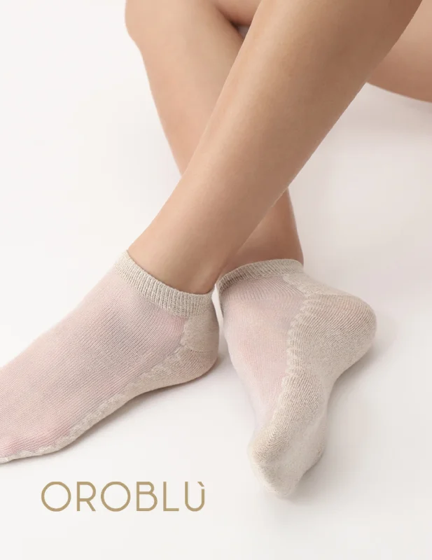 Oroblu Sale Glowing Sneaker Socks Ecru VOBC67413