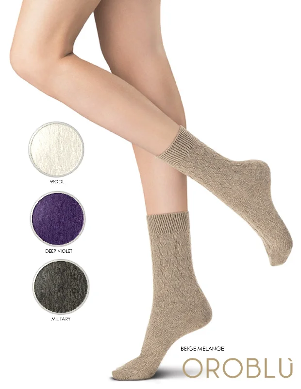Women's knee - high socks with lace trimOroblu Gwen Wool/Alpaca Sock VOBFCB30S