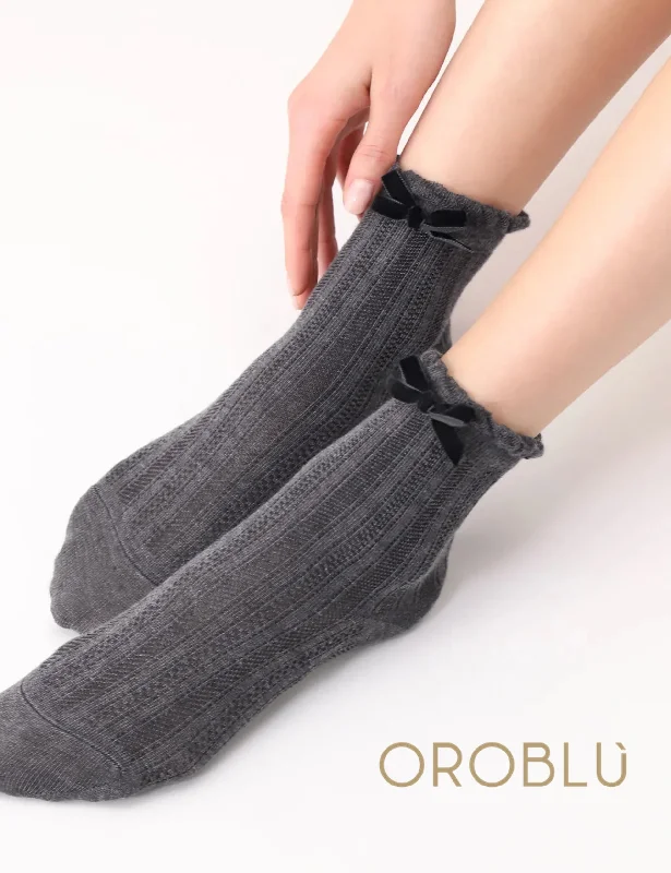 Women's argyle - patterned thigh - high socksOroblu Papillion Sock Black VOBC67933