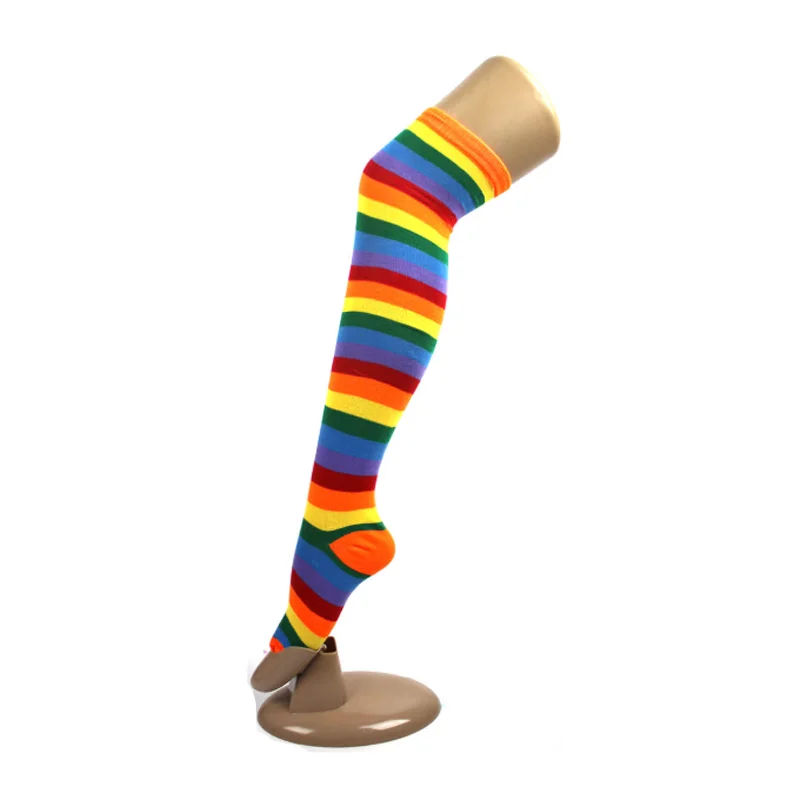 Purple stockings for a regal and mysterious lookOver The Knee Socks - Rainbow