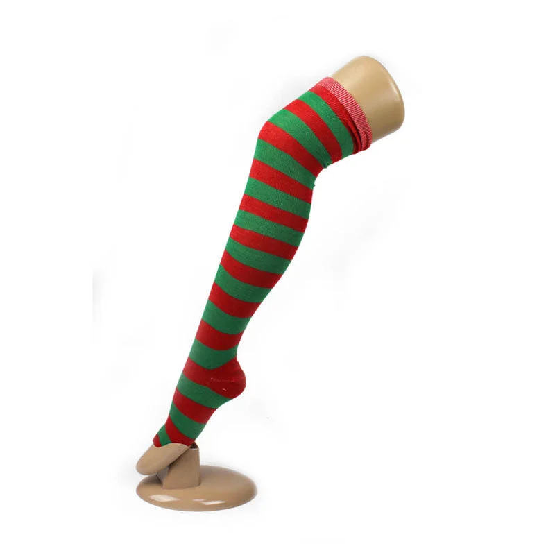 Compression stockings for improved blood circulationOver The Knee Socks - Red & Green Stripe