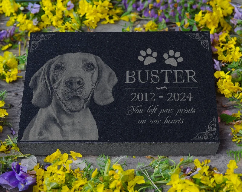 Personalized Pet Memorial Stone | Outdoor Grave Marker | Engraved Headstone for Cats & Dogs | Outdoor Animal Burial Monument | Pet Tombstone