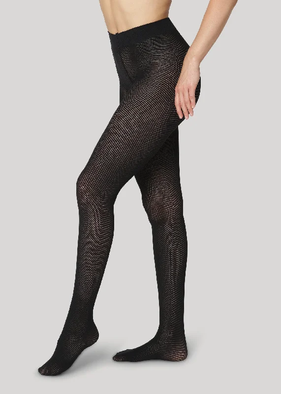 organic cotton women tights for an eco - friendly choicePETRINA HERRINGBONE - Black