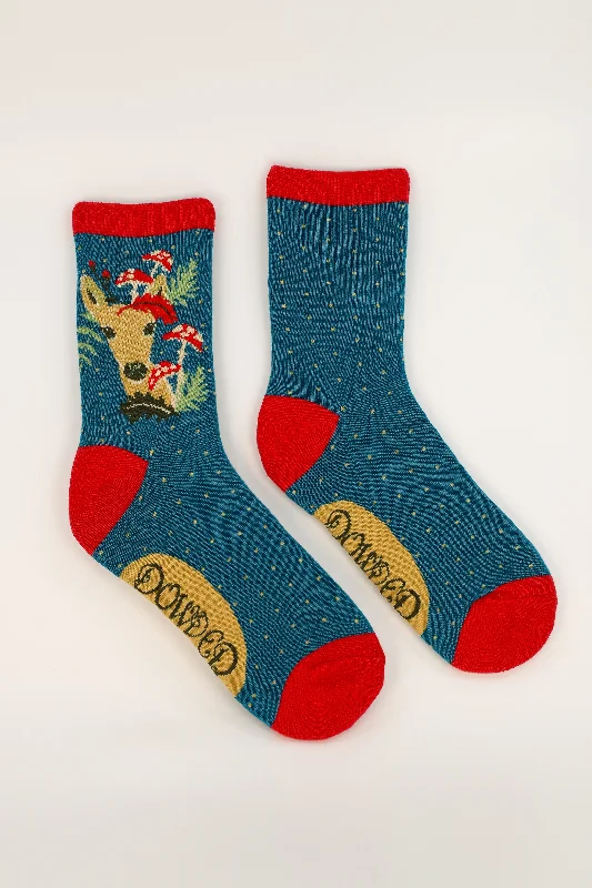 Powder Ladies Bamboo Cotton Knit Socks - Doe and Toadstools