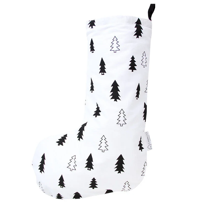 Non - slip stockings for safety on slippery surfacesSCANDI TREE CHRISTMAS STOCKING - WHITE/BLACK