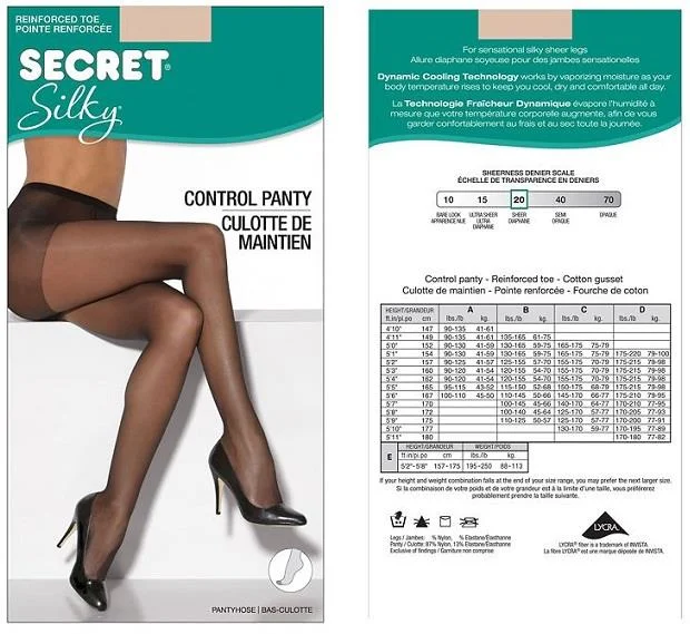 Stretchable stockings for a customizable fitSecret Control Panty Pantyhose