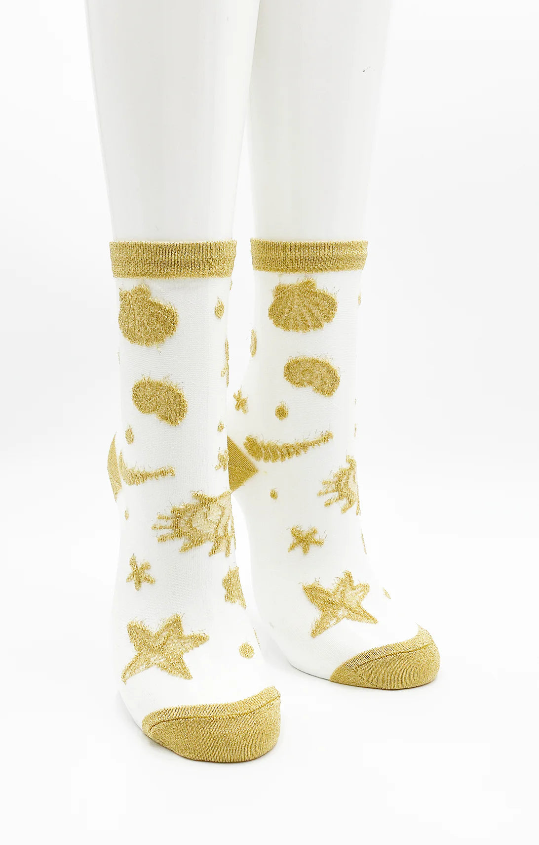 Women's compression socks for improved circulationShimmery Gold Seashell Sheer Socks Women's compression socks for improved circulationShimmery Gold Seashell Sheer Socks