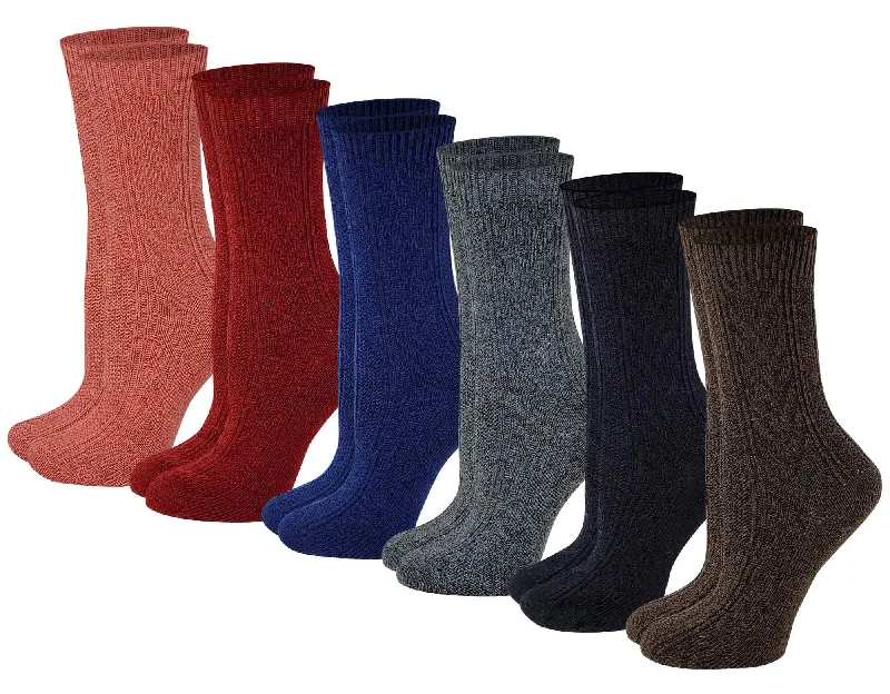 Women's cashmere - blend socks for extra softnessCrew Boot Socks | Wool Blend Cable Knit Assorted | Womens (6 pairs) Women's cashmere - blend socks for extra softnessCrew Boot Socks | Wool Blend Cable Knit Assorted | Womens (6 pairs)
