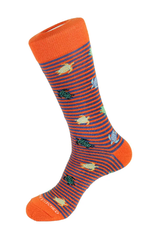 Women's knee - high socks with lace trimTurtle Stripe