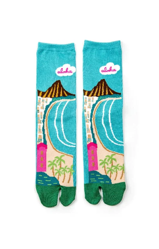 Women's spandex - infused socks for stretchWaikiki Beach Hawaii Tabi Socks