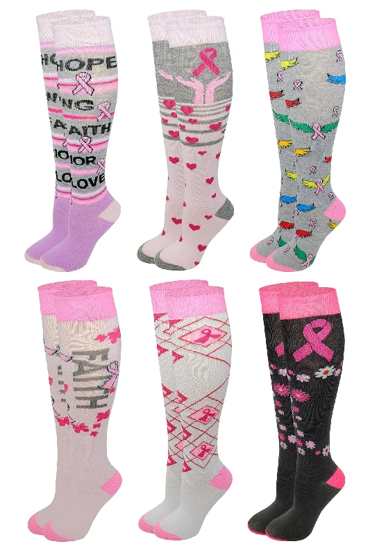 Women's hypoallergenic socks for sensitive skinWomen 6 pairs Breast Cancer Awareness Knee High Socks Women's hypoallergenic socks for sensitive skinWomen 6 pairs Breast Cancer Awareness Knee High Socks