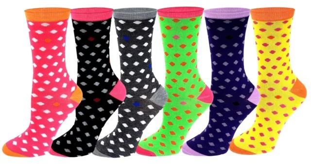 Women's cashmere - blend socks for extra softnessWomen 6 Pairs Pack Small Dots Bright Novelty Dress Socks Women's cashmere - blend socks for extra softnessWomen 6 Pairs Pack Small Dots Bright Novelty Dress Socks