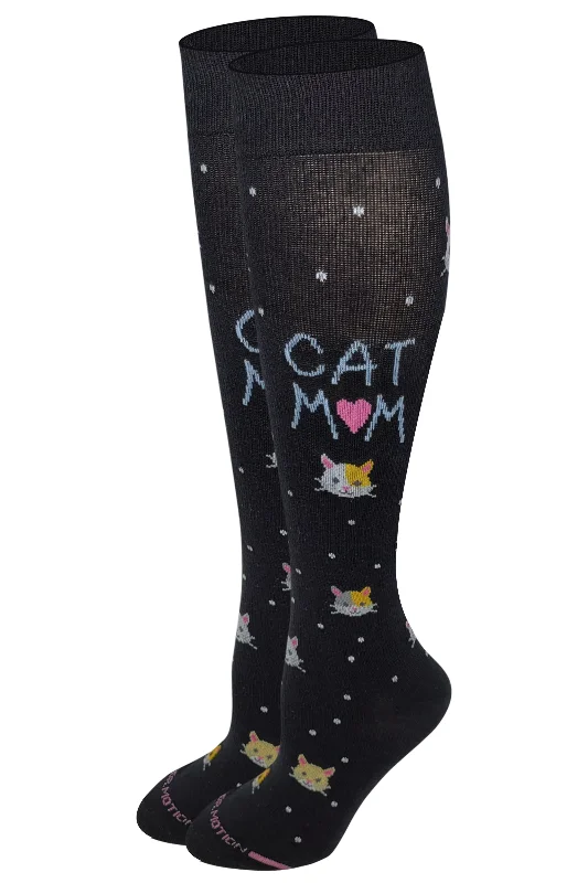 Women's satin - trimmed socks for a touch of eleganceWomen Cat Mom Design Compression Knee High Socks