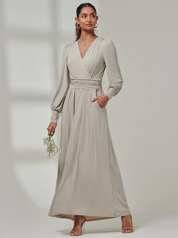 Giulia Long Sleeve Maxi Dress, Dove