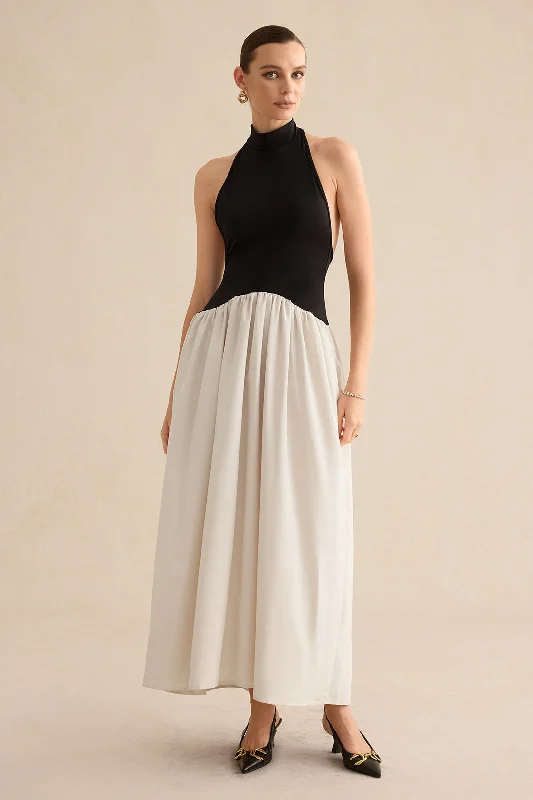 Patchwork Backless Sleeveless Maxi Dress