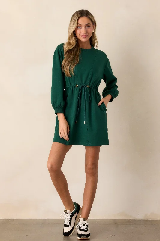 Mossy Haven Green Long Sleeve Sweatshirt Mini Dress