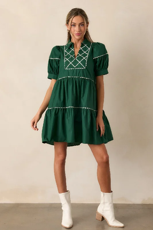 Now Or Never Emerald Puff Sleeve Mini Dress