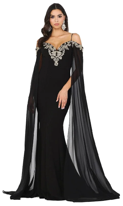 Dancing Queen 4025 - Cape Sleeve Beaded Appliqued Prom Gown