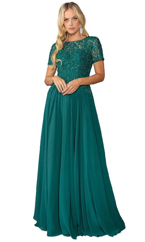 Dancing Queen 4444 - Short Sleeve Applique Prom Dress