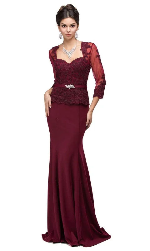 Dancing Queen 9573 - Lace Peplum Long Gown