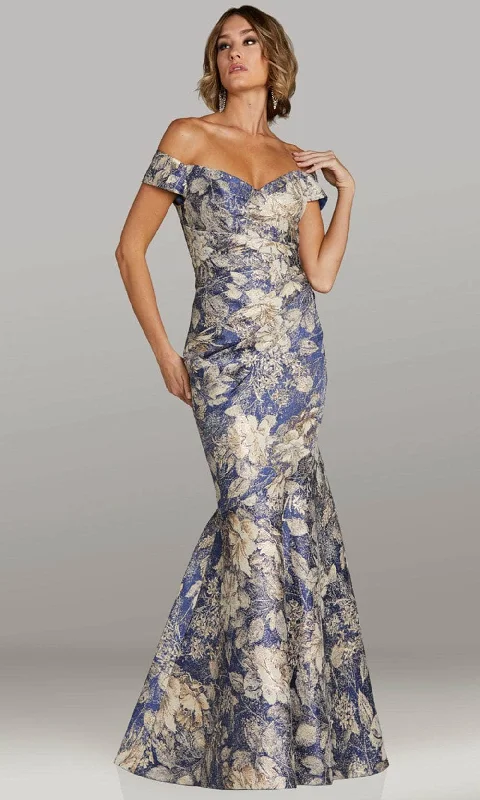 Feriani Couture 18410 - Off Shoulder Printed Evening Gown