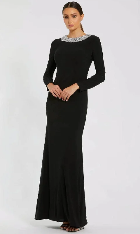 Ieena Duggal 49951 - Long Sleeve Beaded Neckline Evening Gown