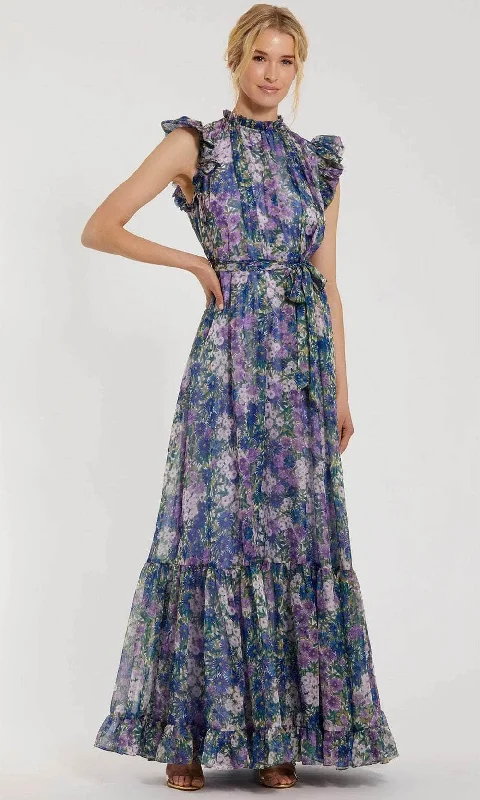 Ieena Duggal 56116 - Printed Floral Design Mock Neck Prom Gown