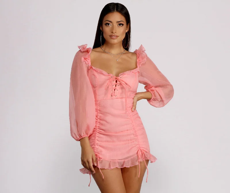 Lace Be Real Organza Sleeve Mini Dress