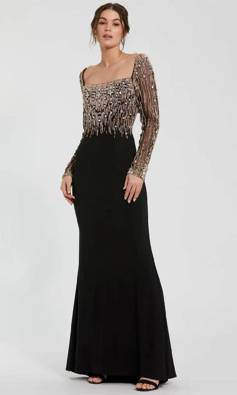 Mac Duggal 2256 - Sheer Sleeve Beaded Top Evening Dress