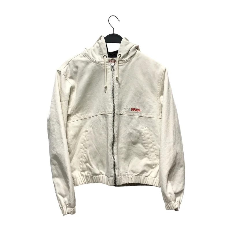 Hooded women's puffer coats in neon colors for high - visibility sportsSTUSSY/Jacket/XS/Cotton/WHT/HOODED WORK JACKET Hooded women's puffer coats in neon colors for high - visibility sportsSTUSSY/Jacket/XS/Cotton/WHT/HOODED WORK JACKET