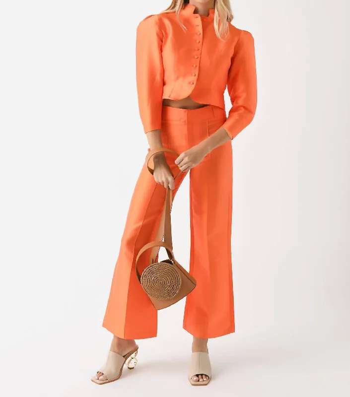 Women's cropped leather coats with silver studs for an edgy lookAmoako Jacket In Orange Women's cropped leather coats with silver studs for an edgy lookAmoako Jacket In Orange