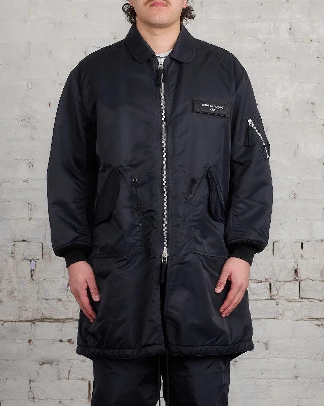 COMME des GARÇONS HOMME Logo Nylon Twill Bomber Parka Black