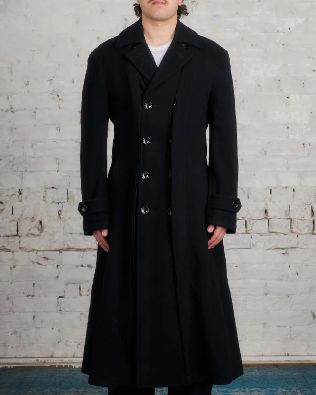 COMME des GARÇONS HOMME Plus Wool Nylon Mosser Coat Black