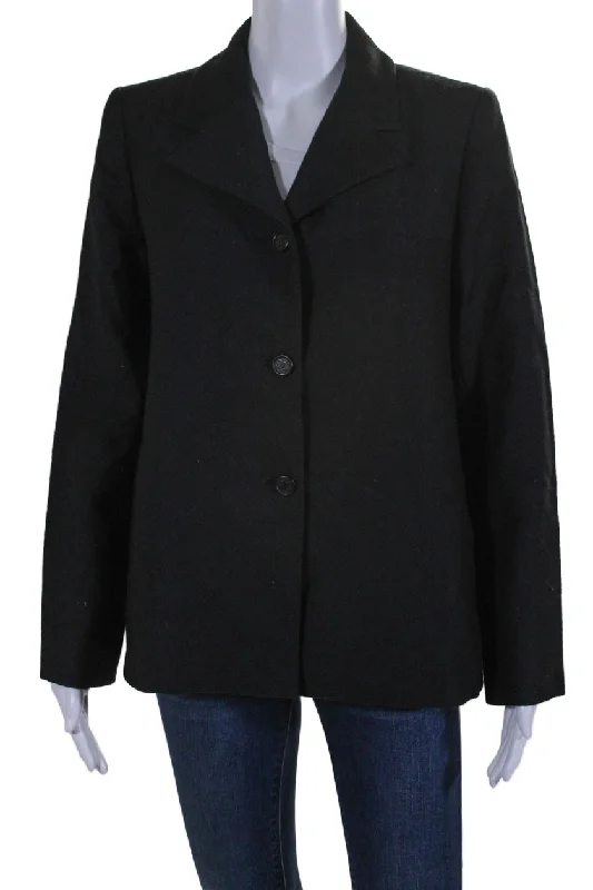 Women's pea coats with brass buttons for a nautical - inspired styleChanel Womens Wool Black Textured Three Button Long Sleeve Jacket Women's pea coats with brass buttons for a nautical - inspired styleChanel Womens Wool Black Textured Three Button Long Sleeve Jacket