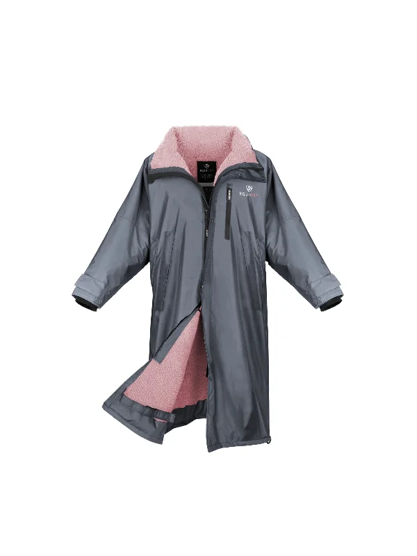 Embroidered women's cotton coats in a bohemian pattern for a unique designEvolution Women's | Thick Fleece | Stowaway Hood | Charcoal/Pale Pink Embroidered women's cotton coats in a bohemian pattern for a unique designEvolution Women's | Thick Fleece | Stowaway Hood | Charcoal/Pale Pink
