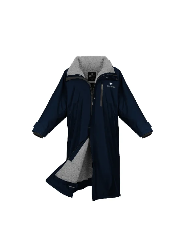 Mid - length women's down coats in a slim fit for a modern and sleek appearanceEvolution Women's | Thick Fleece | Stowaway Hood | Navy/Grey Mid - length women's down coats in a slim fit for a modern and sleek appearanceEvolution Women's | Thick Fleece | Stowaway Hood | Navy/Grey