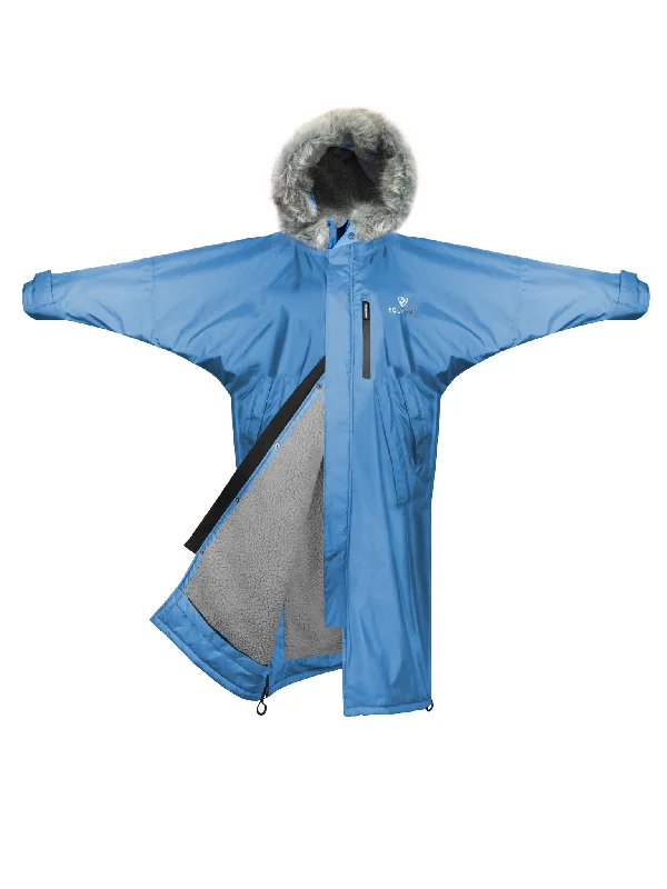 Women's knee - length wool blend coats with a fur collar for added warmthEvolution Women's | Thick Fleece | Fur Hood | Sky Blue Women's knee - length wool blend coats with a fur collar for added warmthEvolution Women's | Thick Fleece | Fur Hood | Sky Blue