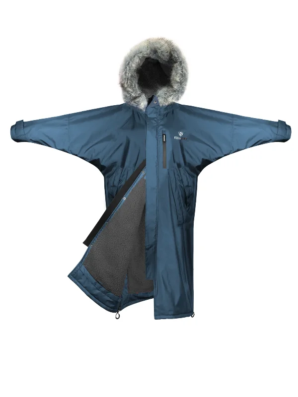 Quilted down women's coats with removable hoods for outdoor activitiesEvolution Women's | Thick Fleece | Fur Hood| Steel Blue Quilted down women's coats with removable hoods for outdoor activitiesEvolution Women's | Thick Fleece | Fur Hood| Steel Blue