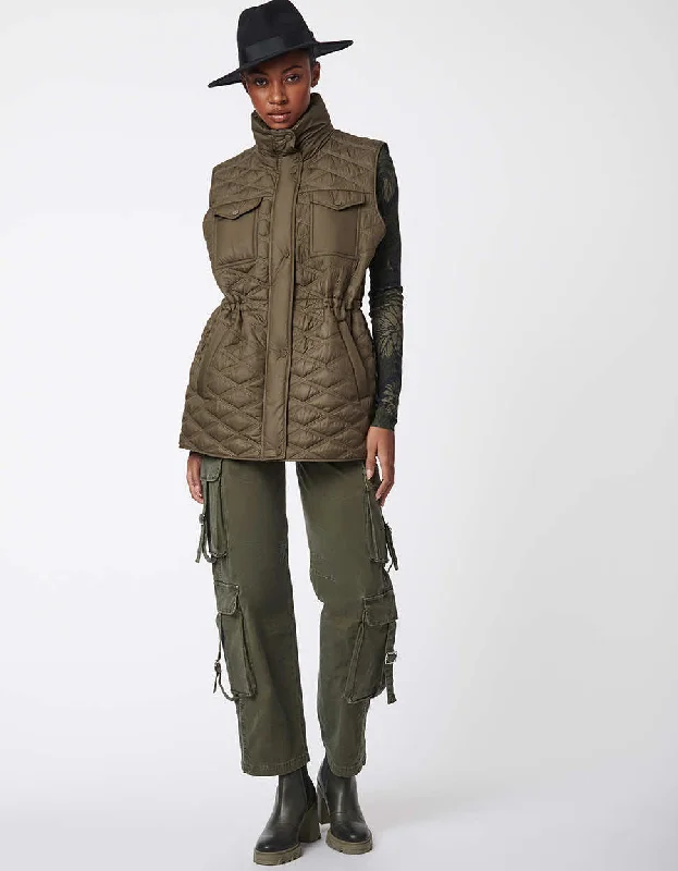 Women's long - sleeve wool coats in a houndstooth pattern for a classic charmGlamp Utility Puffer Vest Women's long - sleeve wool coats in a houndstooth pattern for a classic charmGlamp Utility Puffer Vest