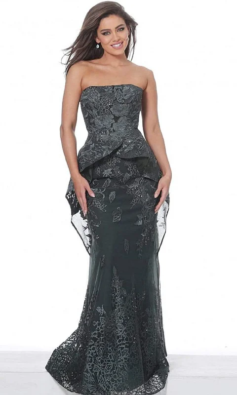 Jovani - 02222 Strapless Ruffled Peplum Sheath Gown