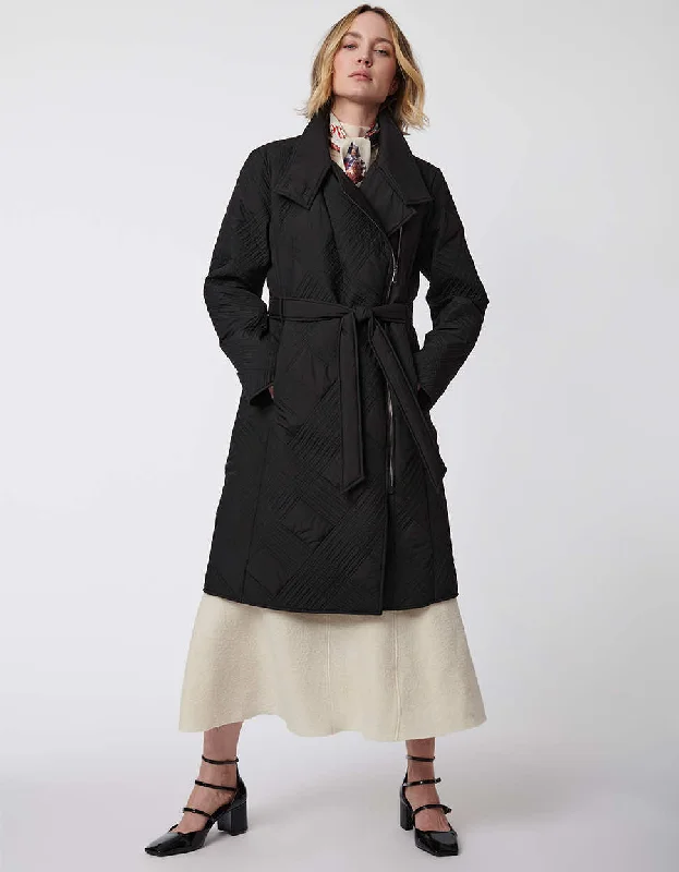 Long women's mac coats in a lightweight fabric for spring showersModern City Puffer Trench Long women's mac coats in a lightweight fabric for spring showersModern City Puffer Trench