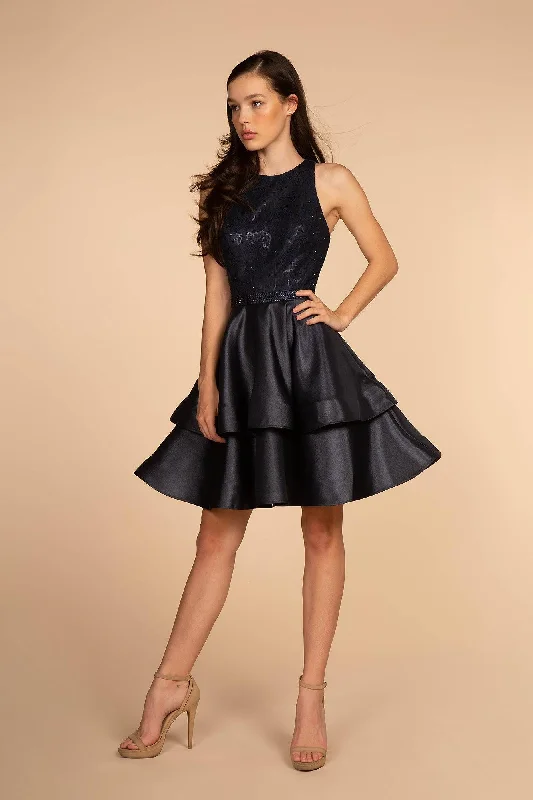 Short Homecoming Halter Satin Cocktail Dress