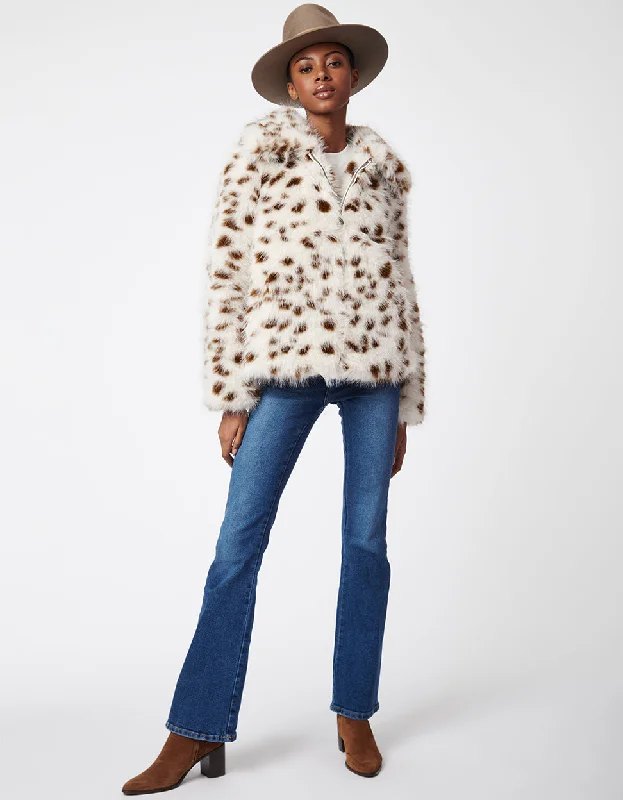 Women's waterproof parka coats with multiple pockets for practicalitySpotted Faux Fur Jacket Women's waterproof parka coats with multiple pockets for practicalitySpotted Faux Fur Jacket