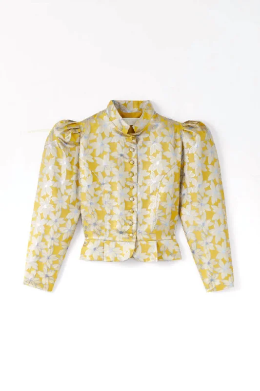 Checkered women's wool coats in a classic pattern for a timeless styleWomen's Amoako Lilium Jacquard Jacket In Yellow/blue Checkered women's wool coats in a classic pattern for a timeless styleWomen's Amoako Lilium Jacquard Jacket In Yellow/blue