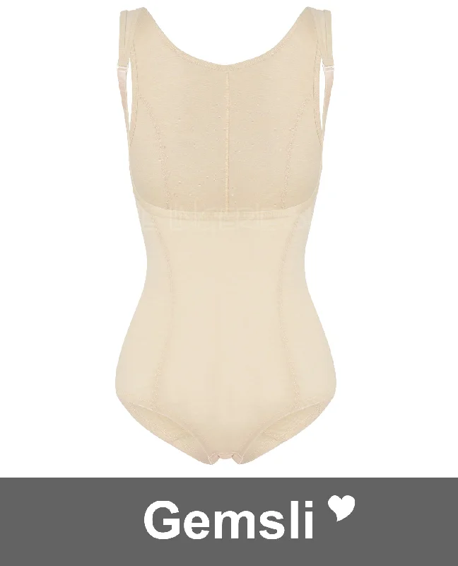 Shapers with a front - closure design for added support​Gemsli SW109 Powermesh Frontless Body Suit Shaper