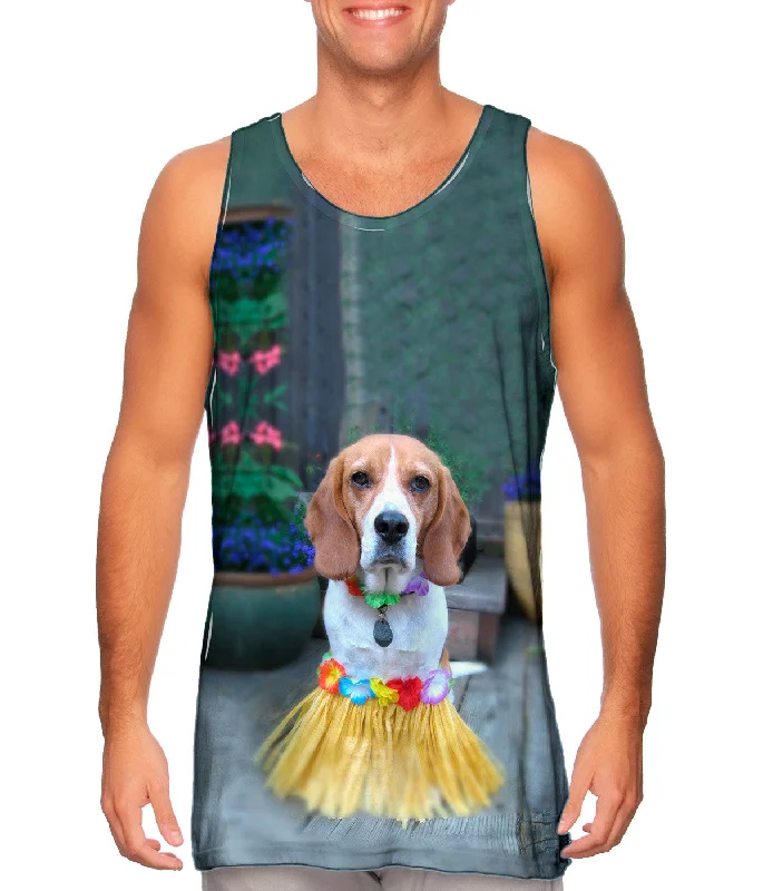 Square Neck Women's Organic Cotton Tank Tops in Earth TonesHawaii Hula Beagle