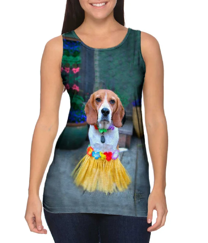 V - Neck Women's Moisture - Wicking Tank Tops for RunningHawaii Hula Beagle