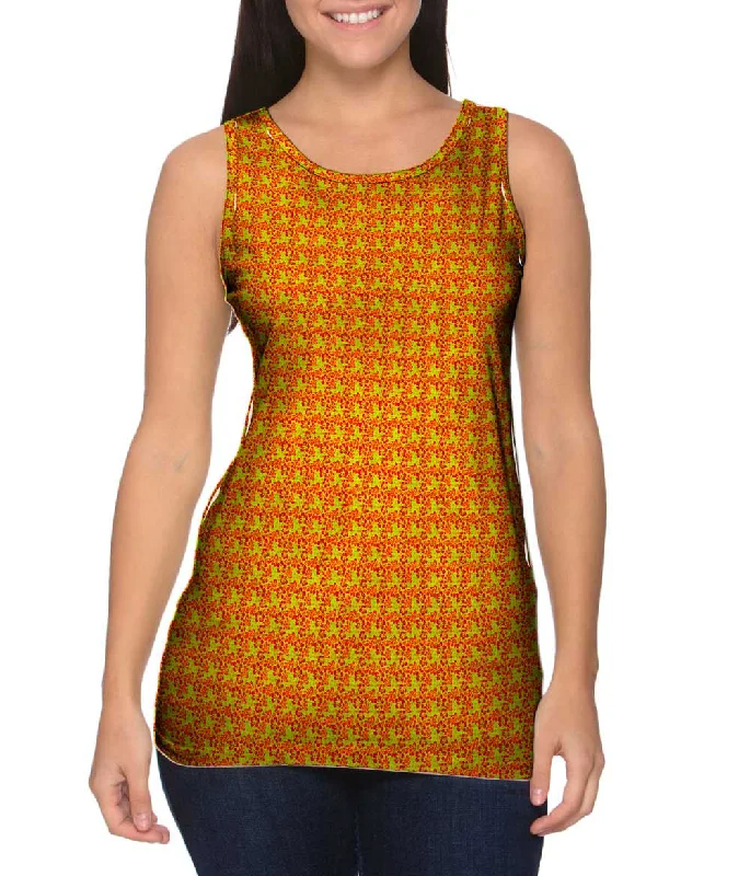 Plus Size Women's Side - Slit Tank Tops in Metallic ShadesHawaiian Green Purple